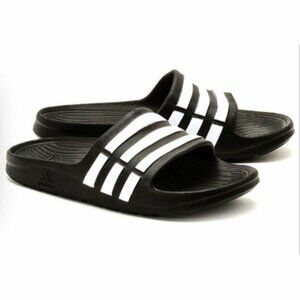 Adidas Kids Originals Adilette Aqua K Slide Sandal Shoe Black White Boys Size 12